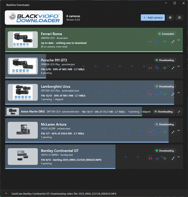BlackVue Downloader in dark mode